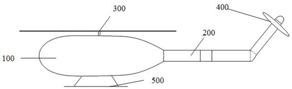 Helicopter with variable distance between main rotor and tail rotor