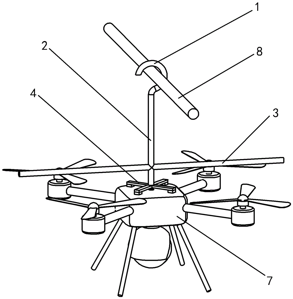 Hanging frame for multi-rotor-wing unmanned aerial vehicle