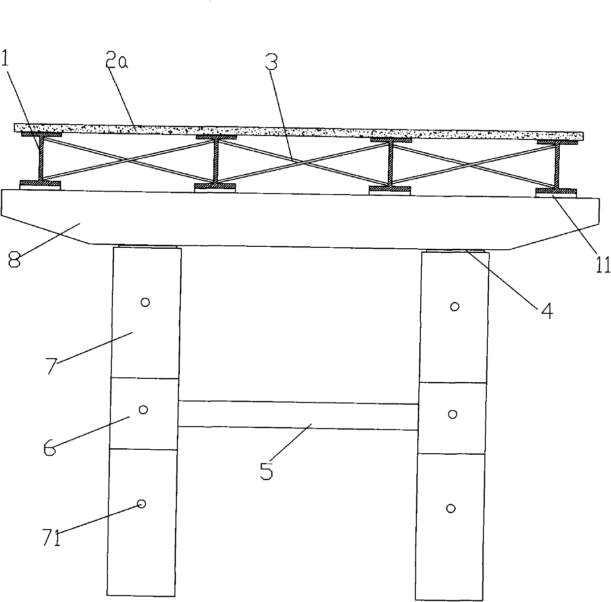 Ready-package emergency bridge and construction method for changing same into permanent bridge