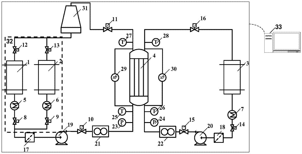 Visual test system for heat transfer and scale inhibition performance of oil sealing water cooler in oil refinery