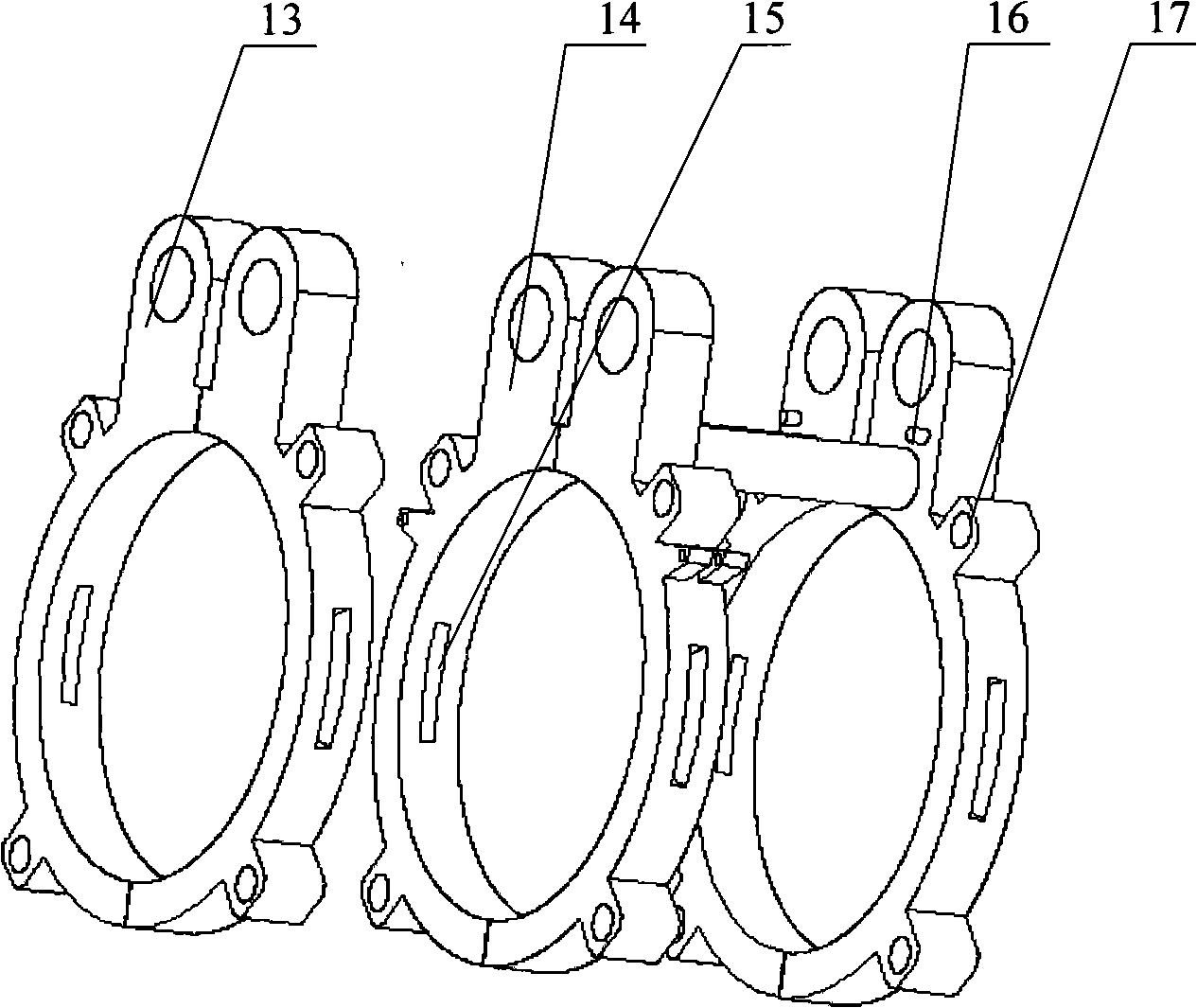 Deep water flange automatic connection bolt insertion and flange hole aligning device