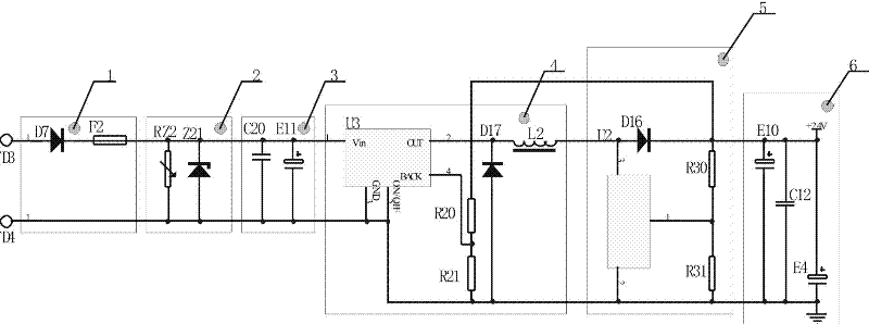 Wide-range input direct-current rectification filter circuit