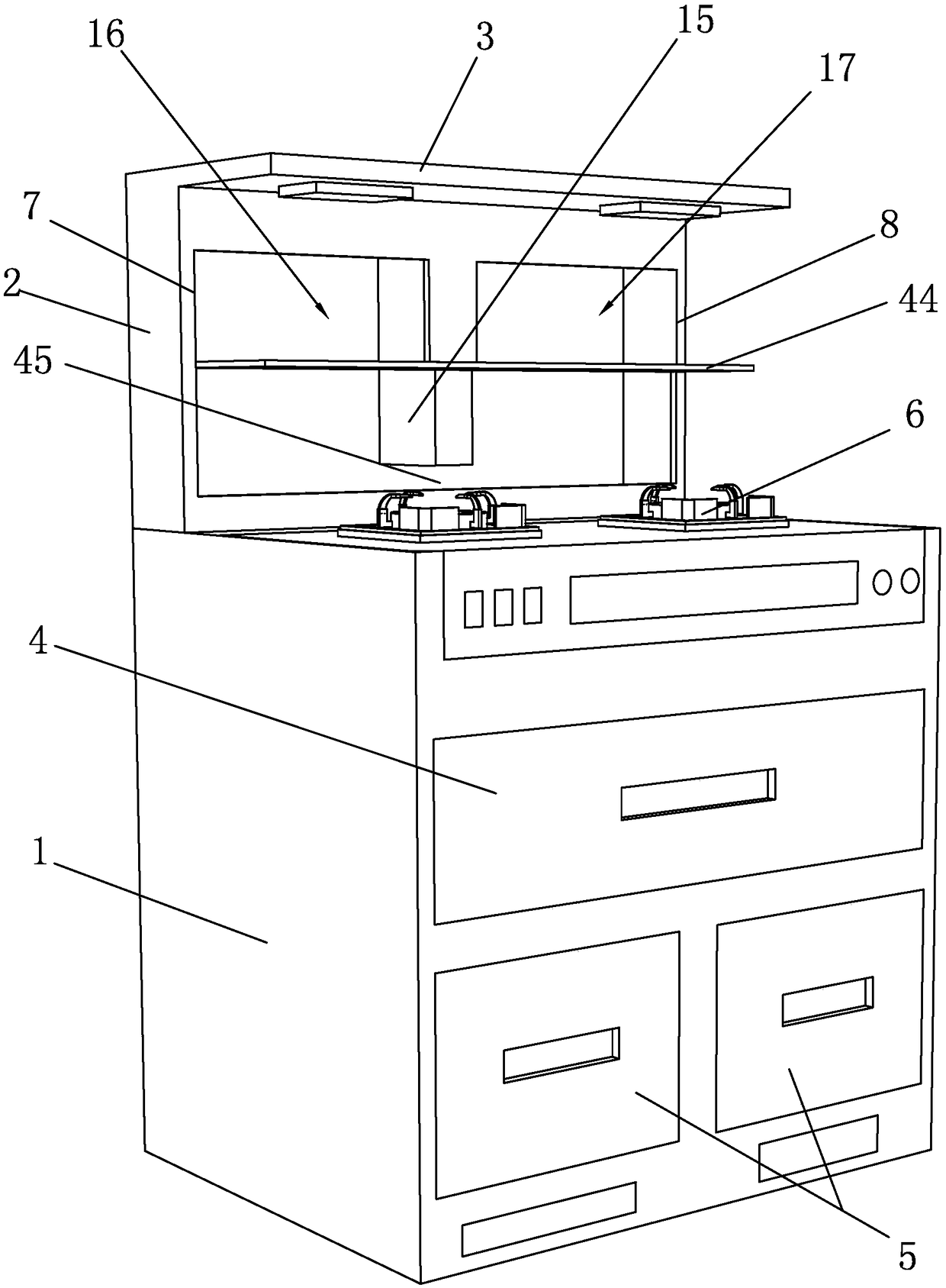Integrated cooker with smoke backflow protection devices and manufacturing method thereof