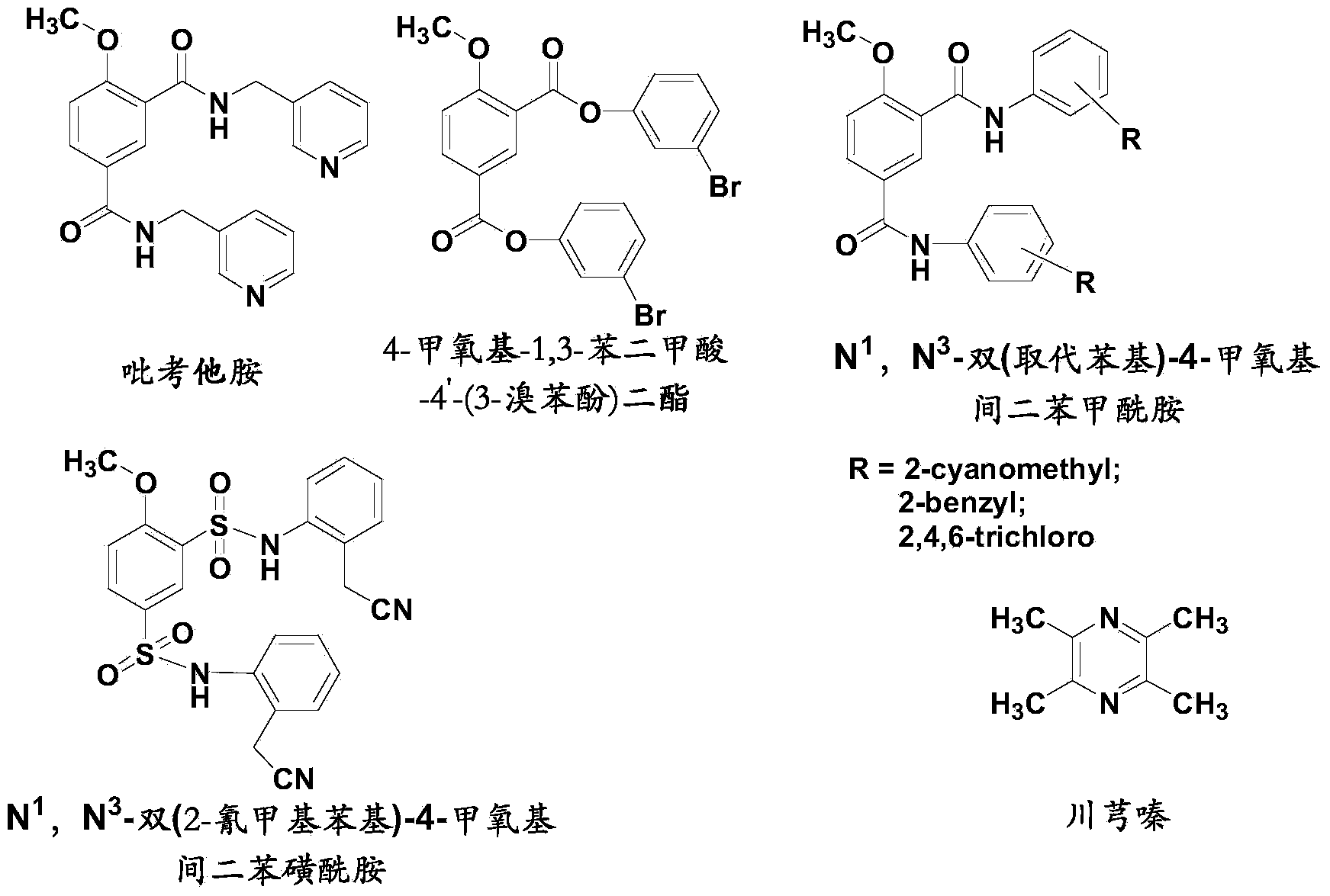 Picotamide analogues as well as preparation method and application thereof