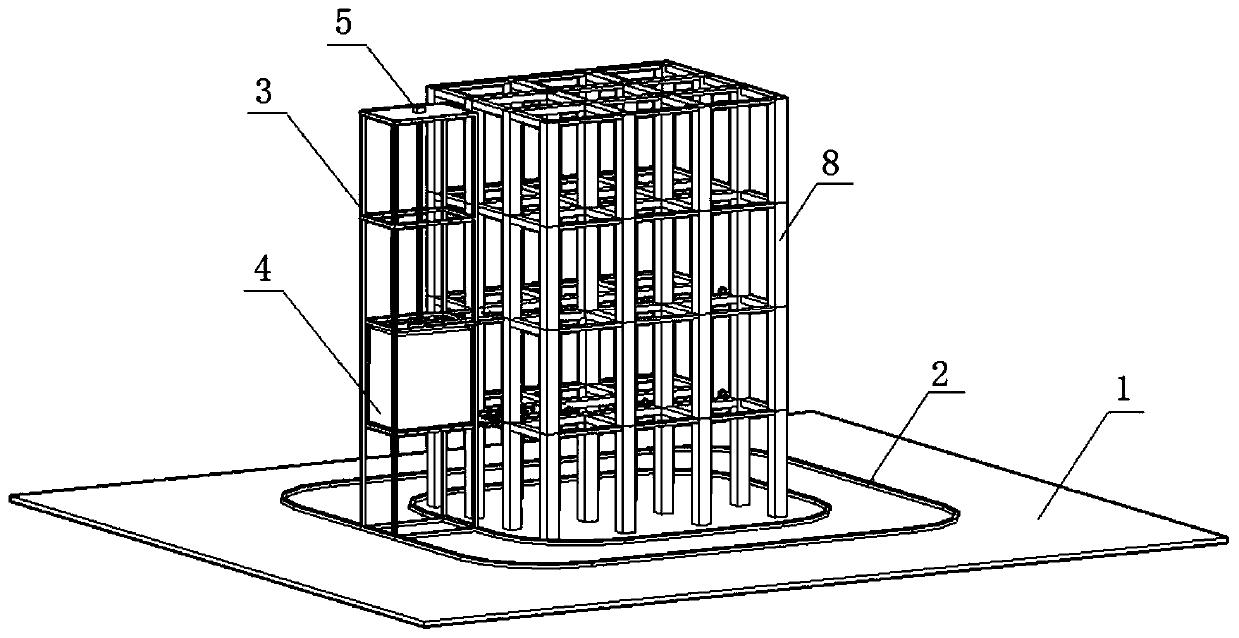 Maneuvering type modular building structure and construction method