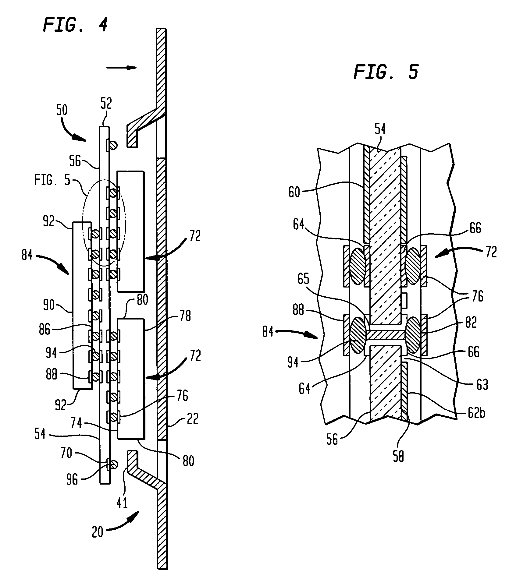 High frequency chip packages with connecting elements