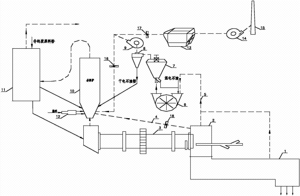 System for drying and decomposing wet acetylene sludge and firing cement clinker by using wet acetylene sludge as calcium raw material