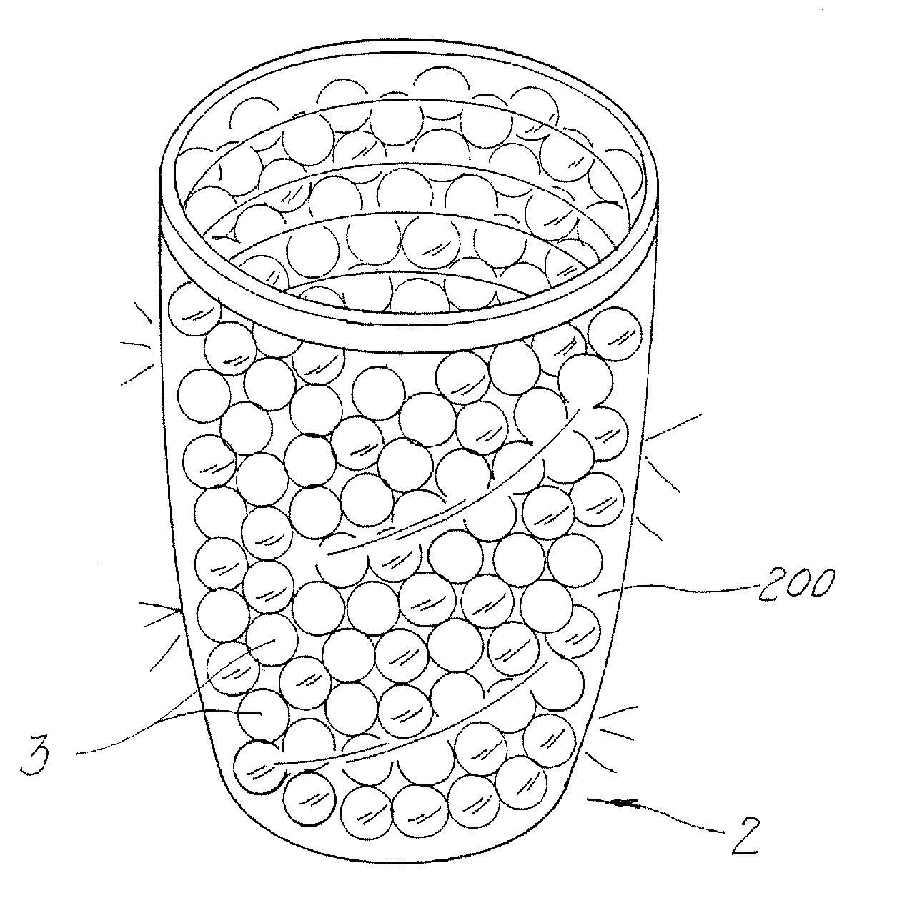 Structure of crystal-bead-contained glass