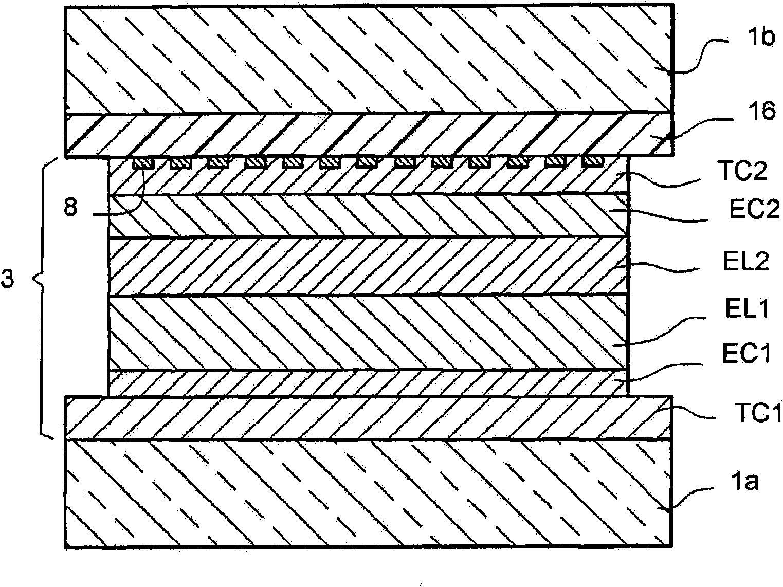 Electrochromic device including a meshing