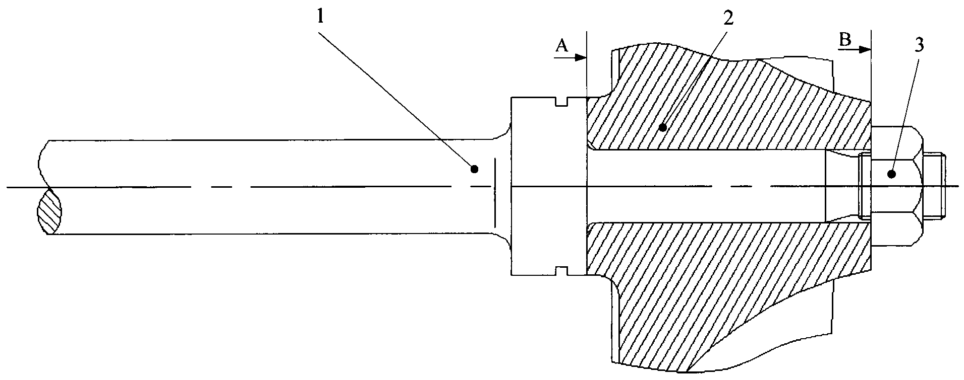 Through-hole connection method and connection structure of titanium aluminum turbine impeller and rotating shaft