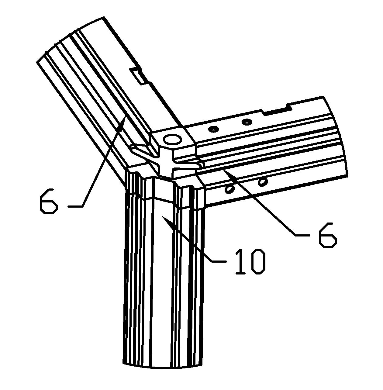 Three-way connector for cabinet frame
