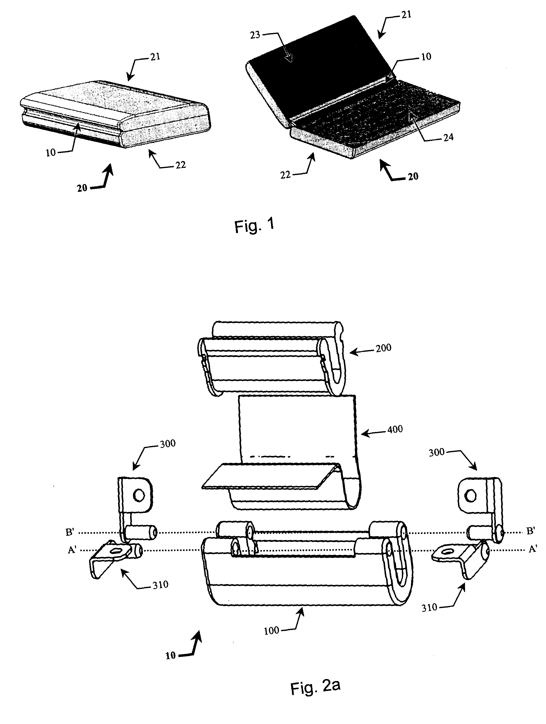 Double articulated hinge mechanism for electronic devices