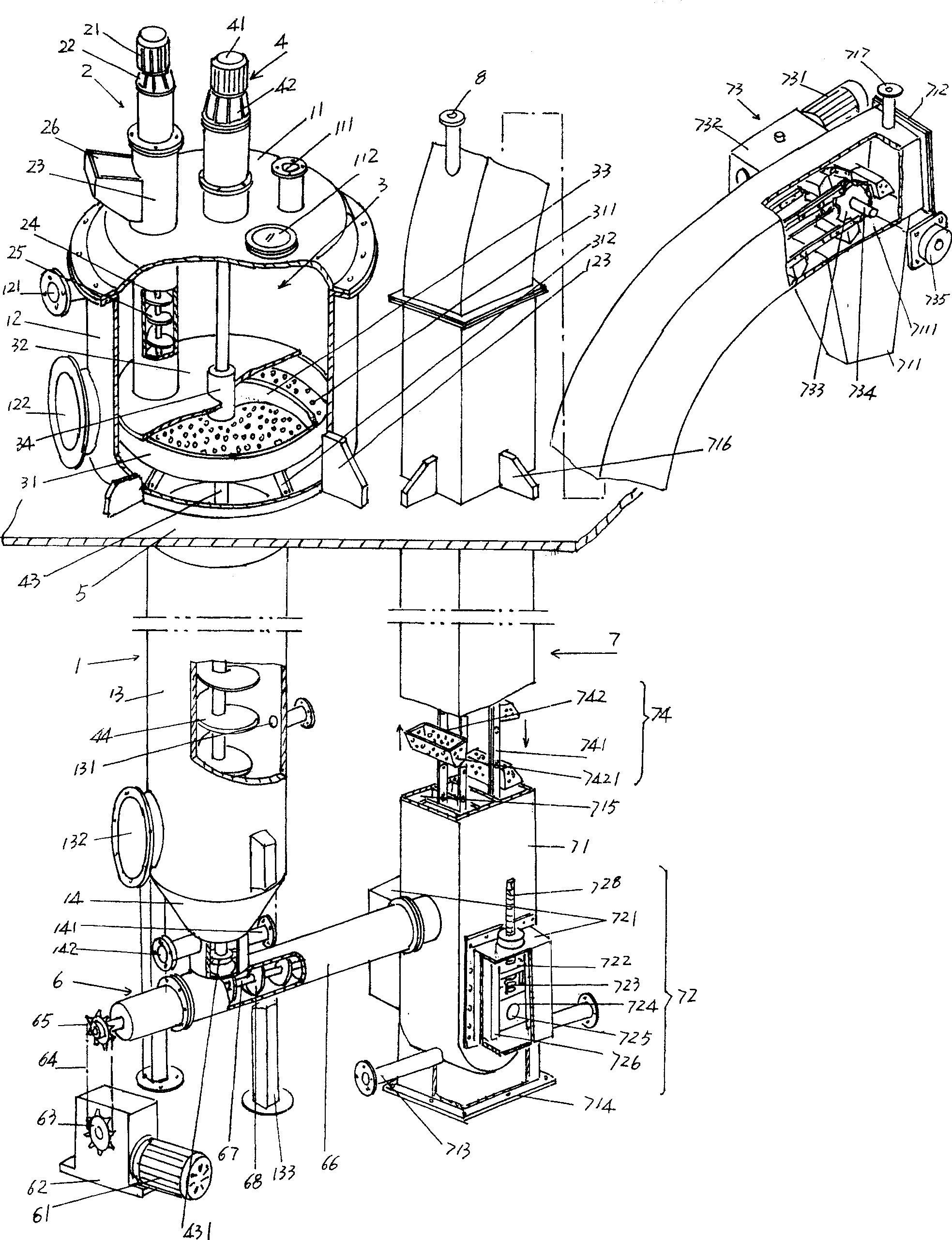 Equipment for continuous extraction of fish protein