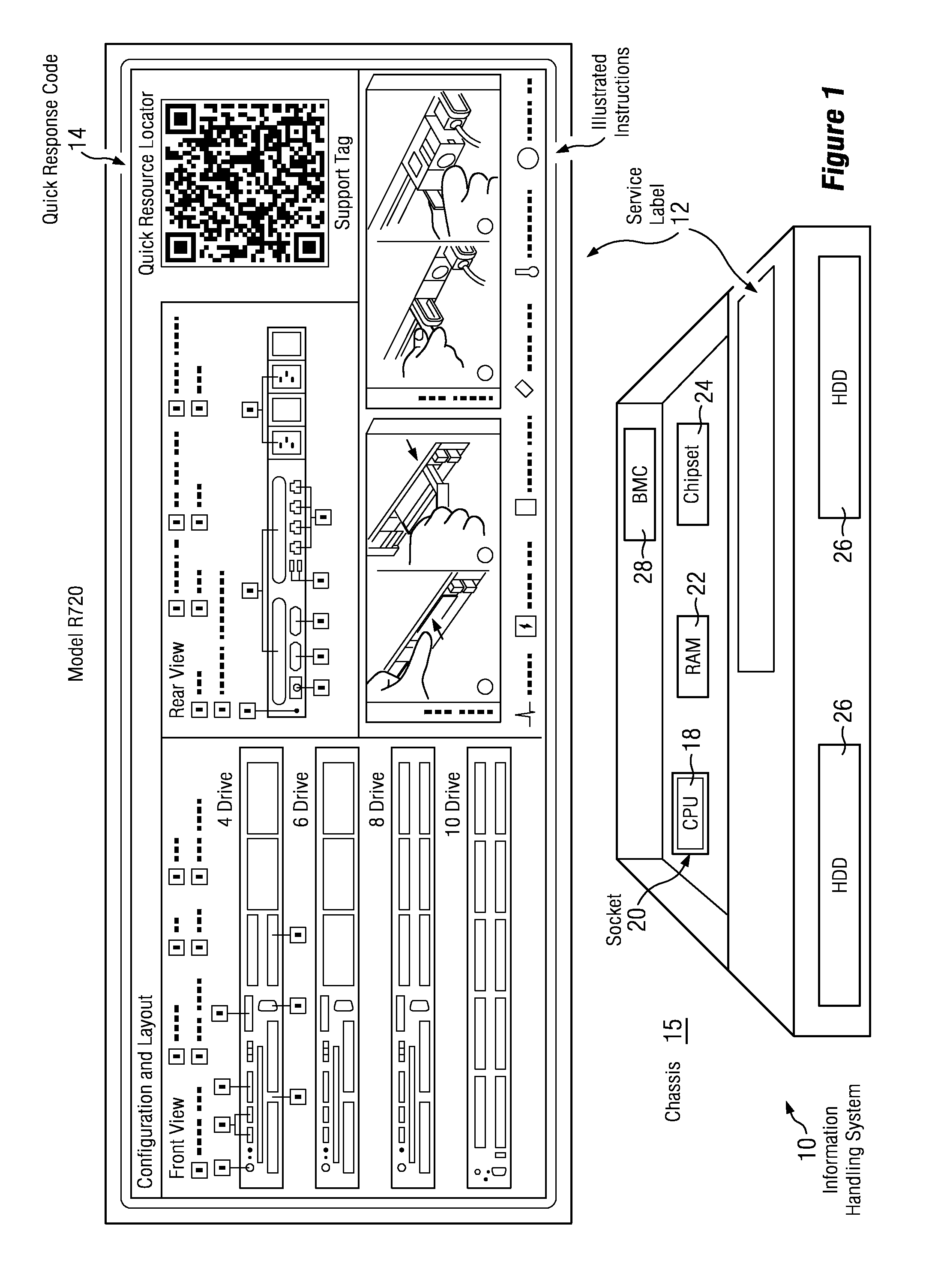 Multidimensional barcodes for information handling system manufacture, assembly and service