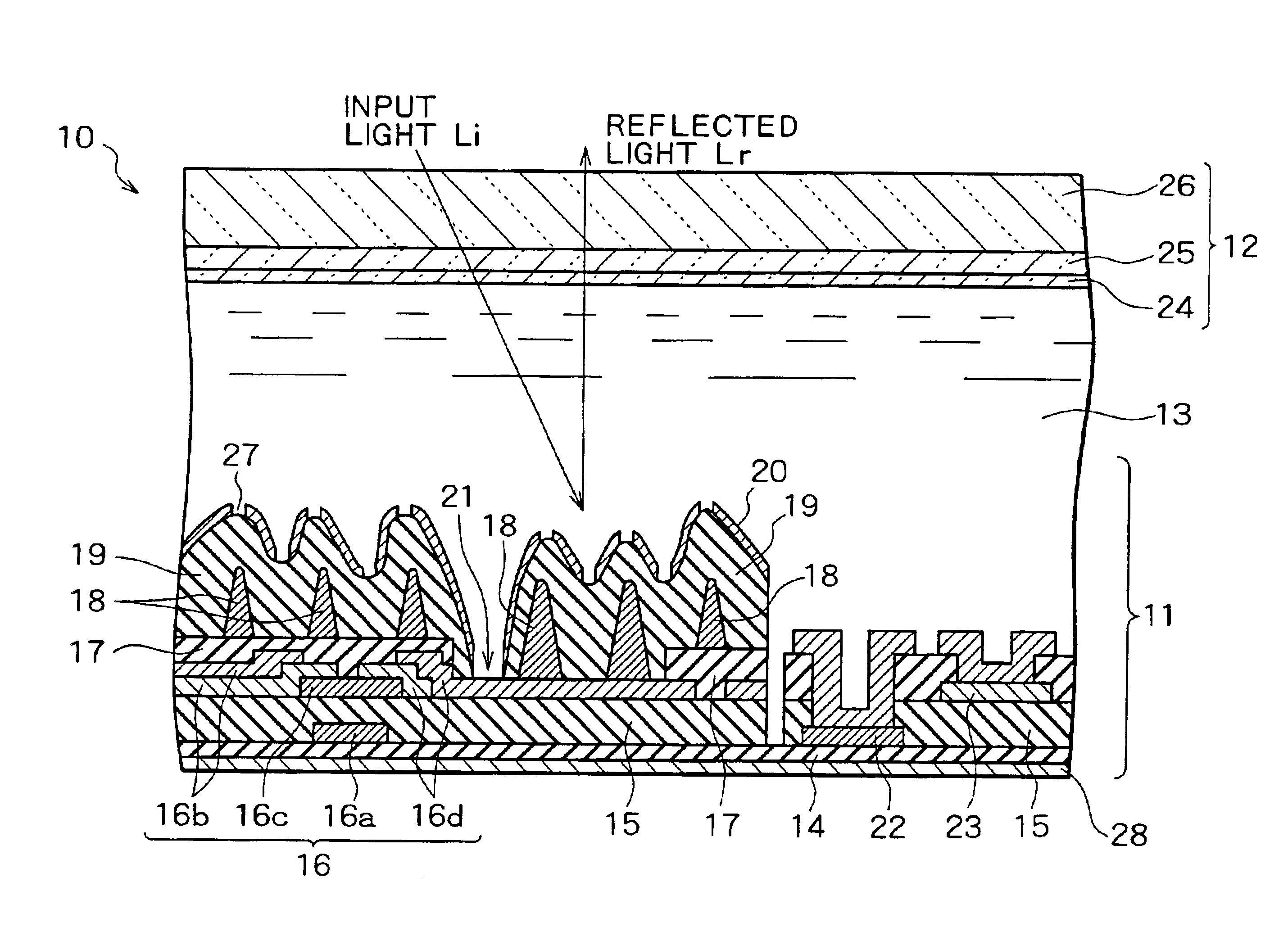 Liquid crystal display having undulated anisotropic reflection electrodes and openings therein