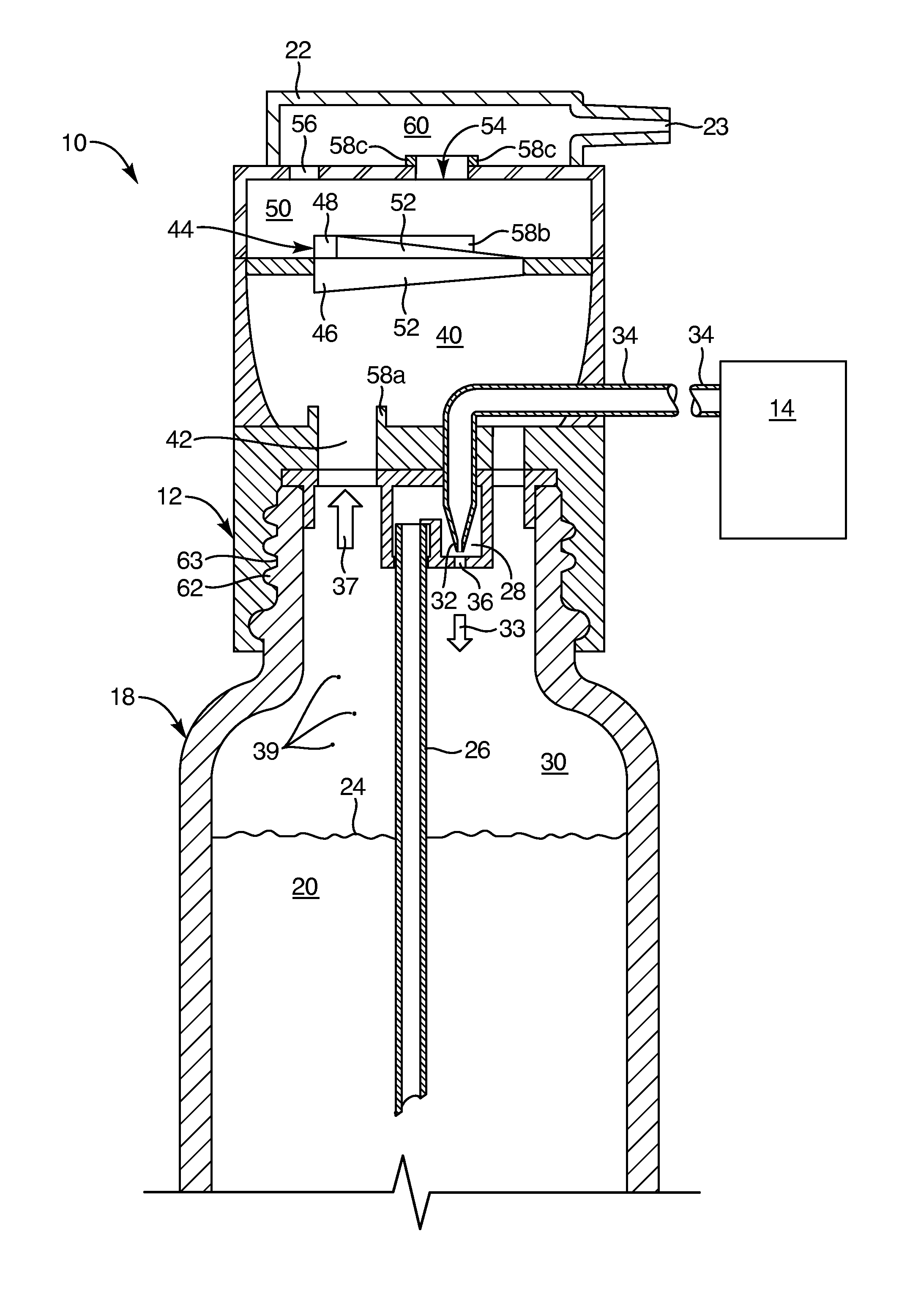 Axial, triple-separation, diffusion apparatus and method