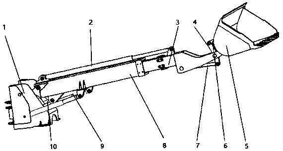 Working device of wheel type telescopic arm loader