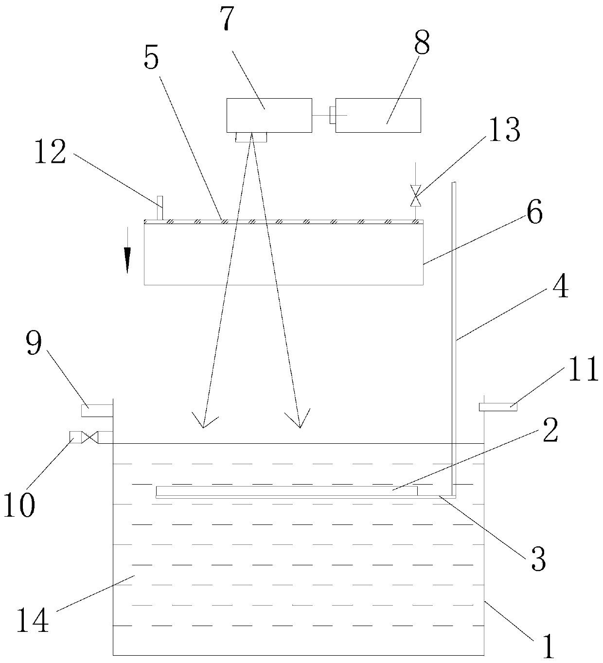 Non-contact fluid infusion photocuring device and working method thereof