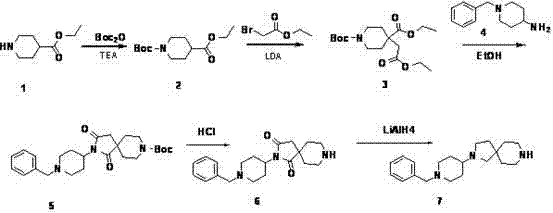 Synthesis of 2-(1-benzylpiperidine)-2, 8-diazaspiro[4, 5]decane