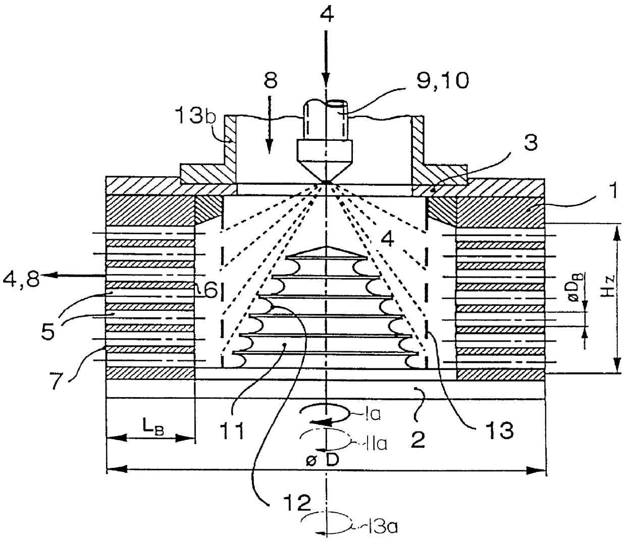 Process and a device for atomizing liquids