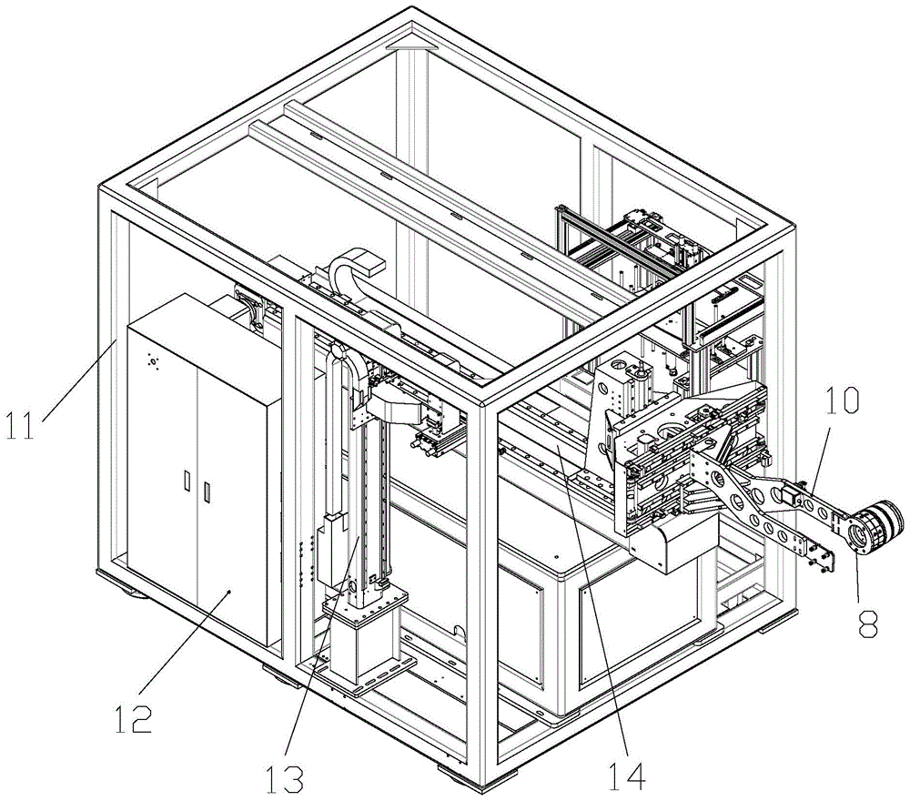 Label absorbing device of system for internally labeling injection mold