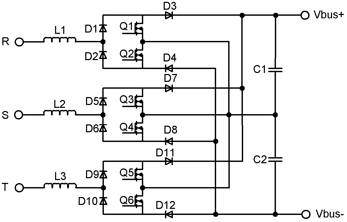 Three-phase AC-DC changing circuit, three-phase AC-DC changing method and control system of three-phase AC-DC changing circuit