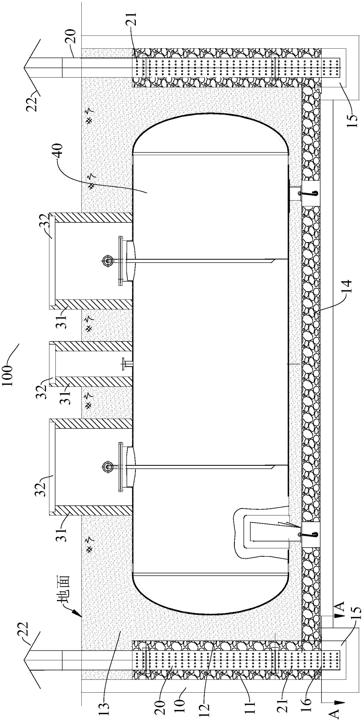 Anti-seepage system of underground horizontal oil tank