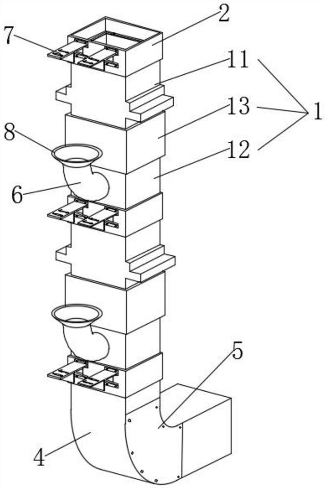 Construction waste clearing and transporting device used in high-rise building construction floor