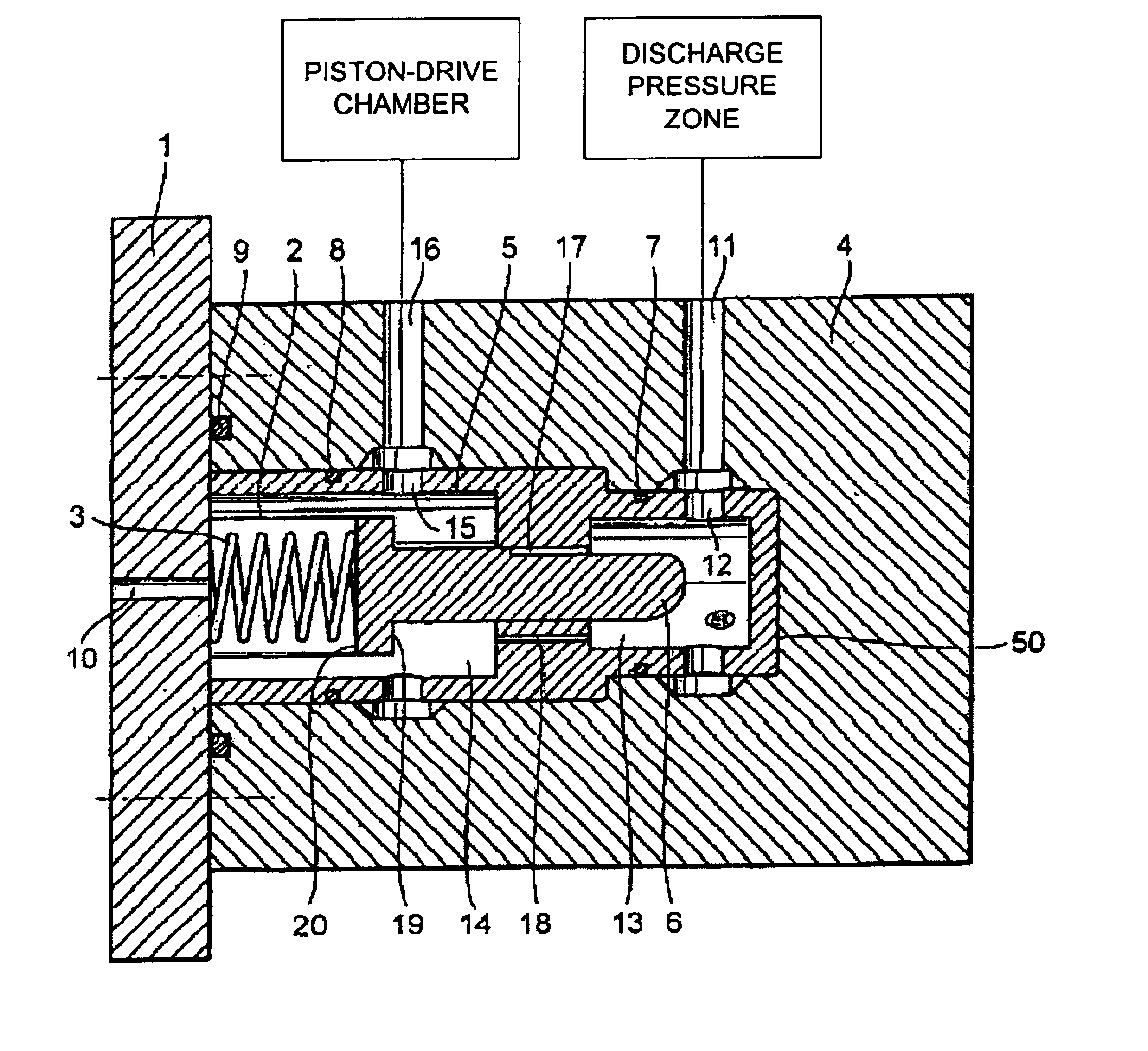 Safety device to limit pressure in an axial-piston compressor housing