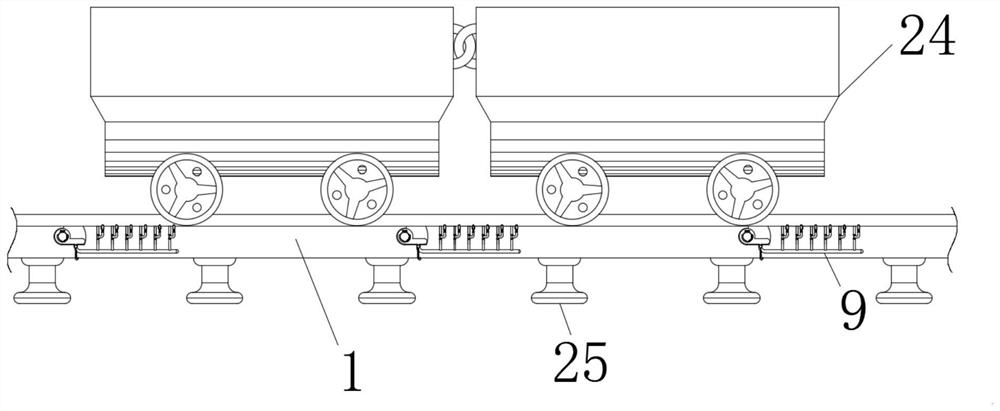 Mine transportation track supporting device