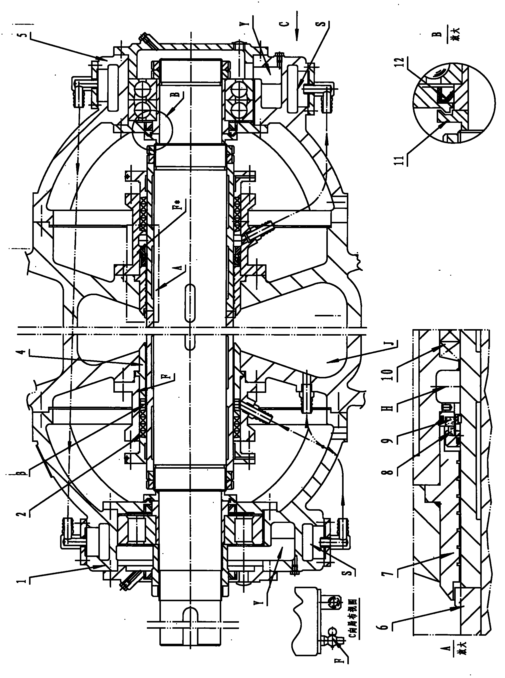 Sections-distributed-in-pairs twin-volute mine wearable multi-stage pump