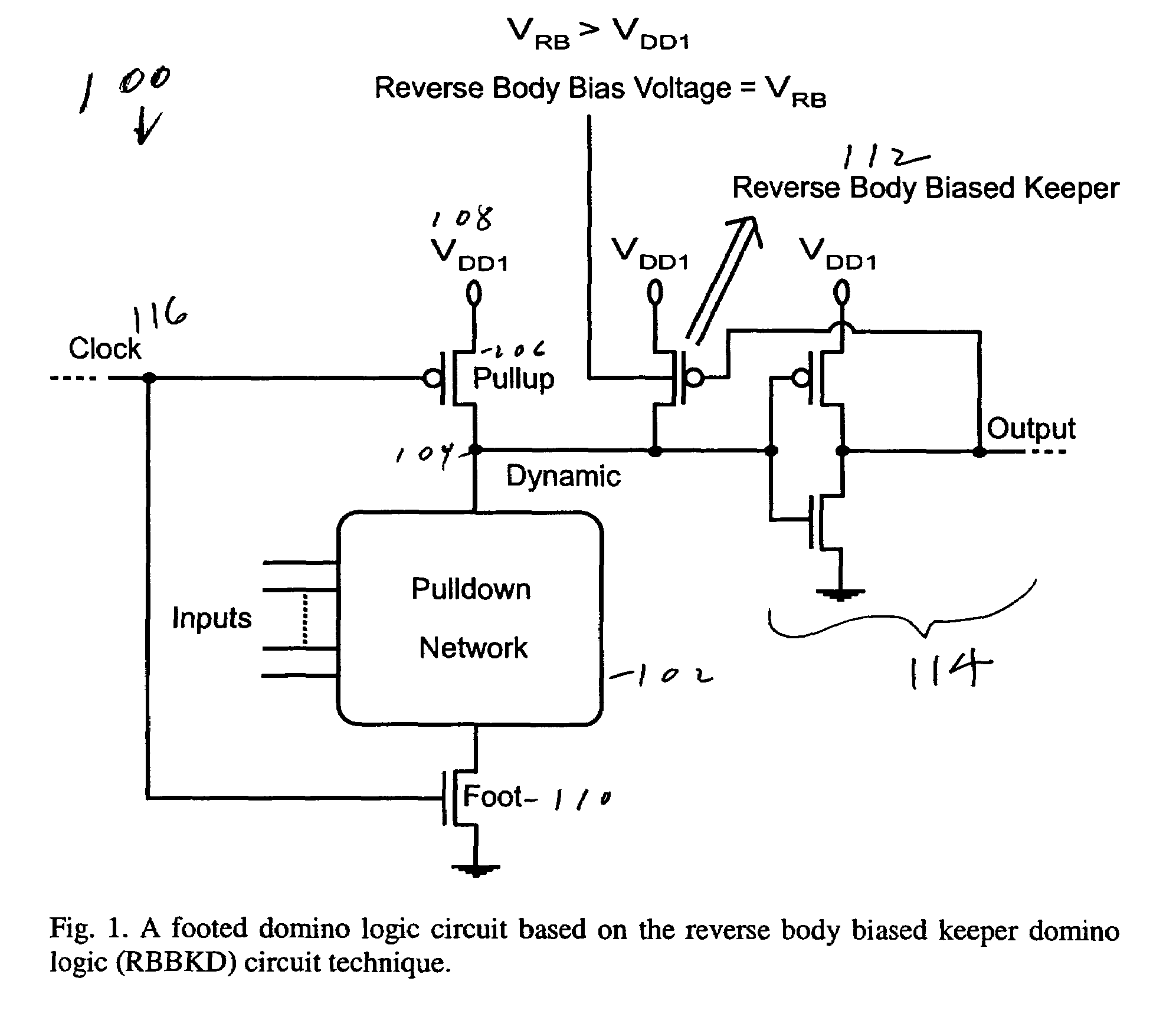 Domino logic with variable threshold voltage keeper