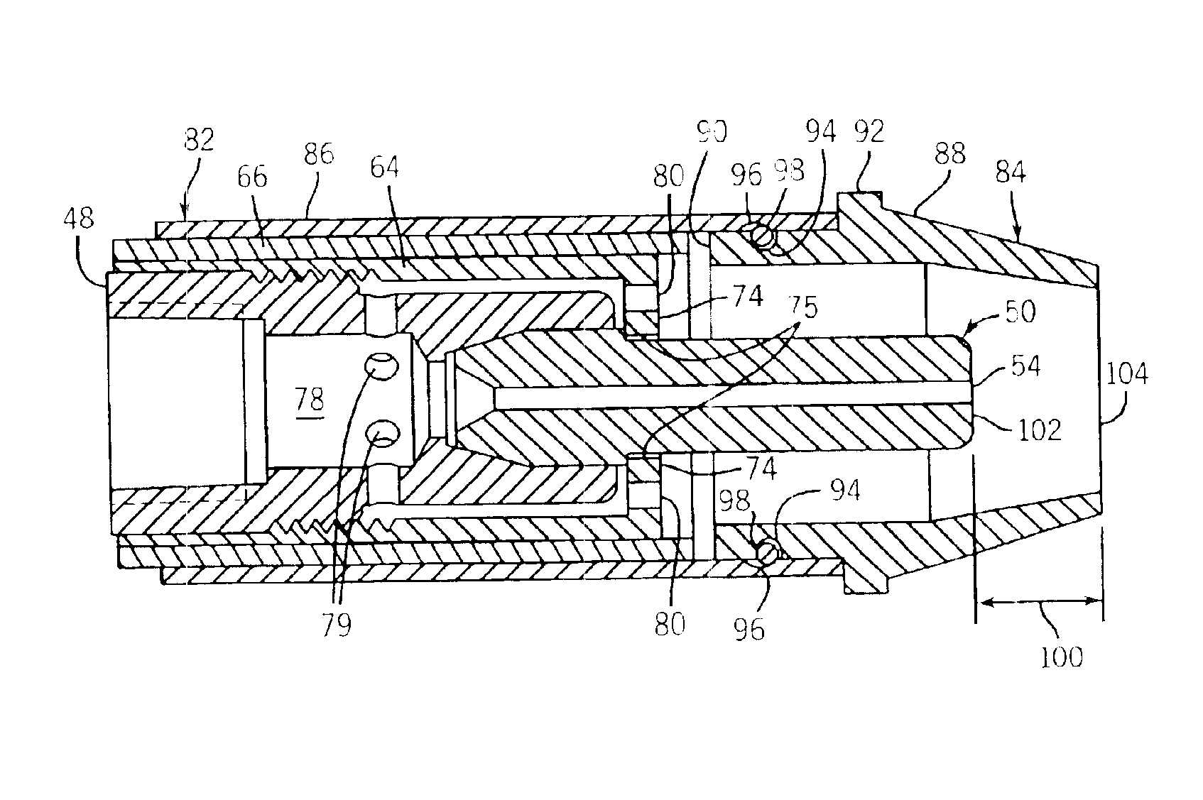 Welding gun having a removable nozzle end portion and method for operating same
