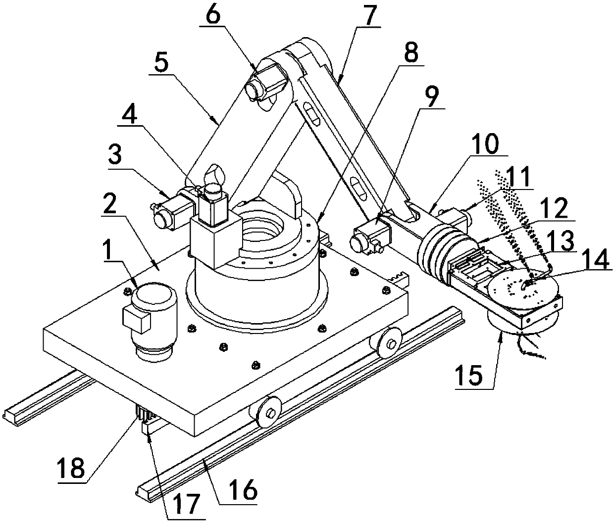 Rotary spraying robot for automobile hub mold