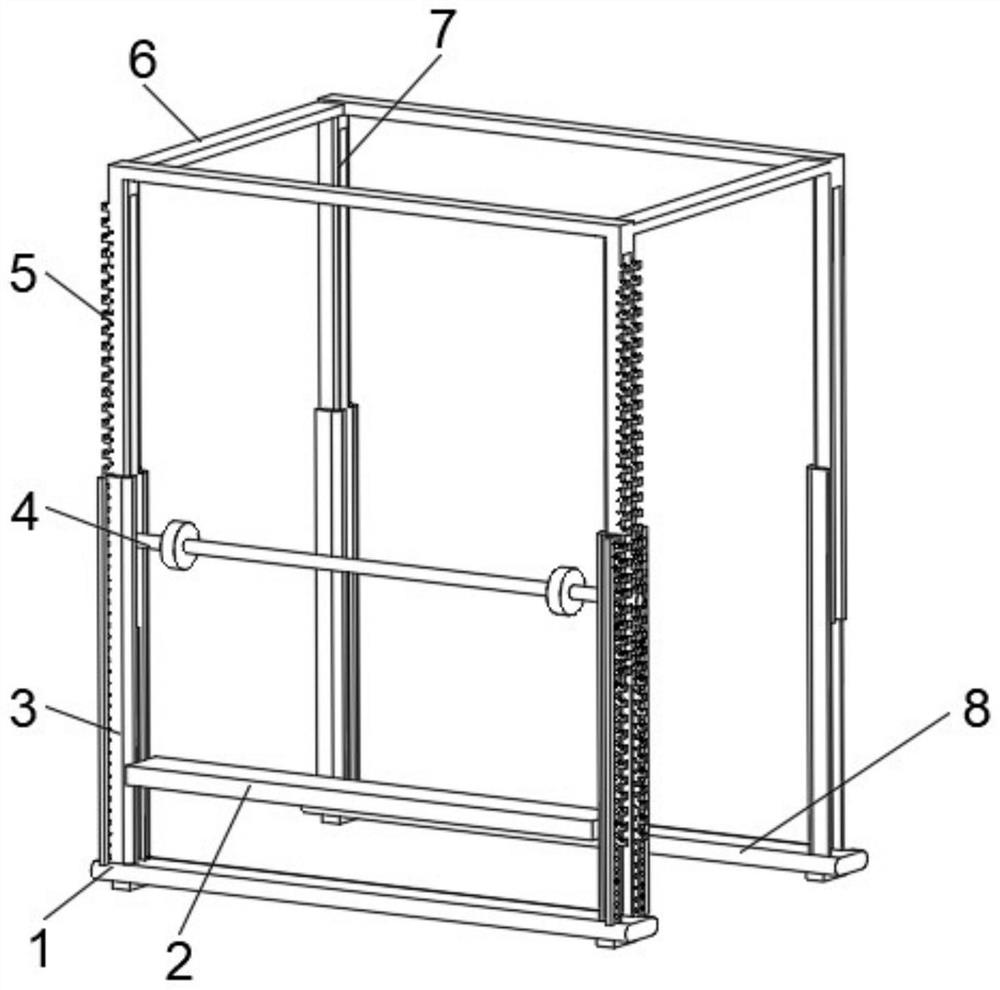 Deep squatting frame with height convenient to adjust and using method thereof