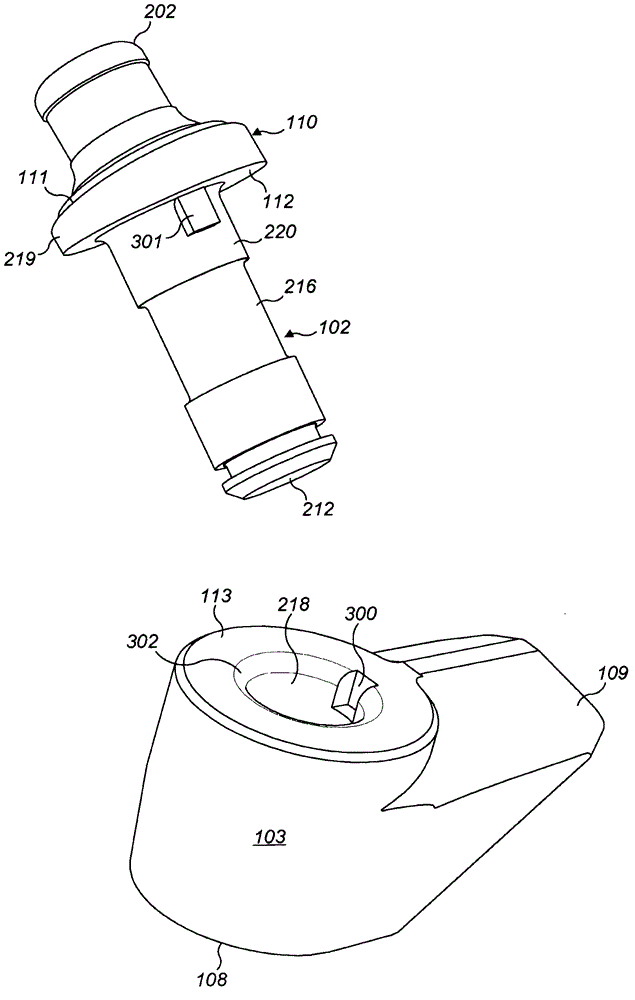 Variable angle cutting bit retaining assembly