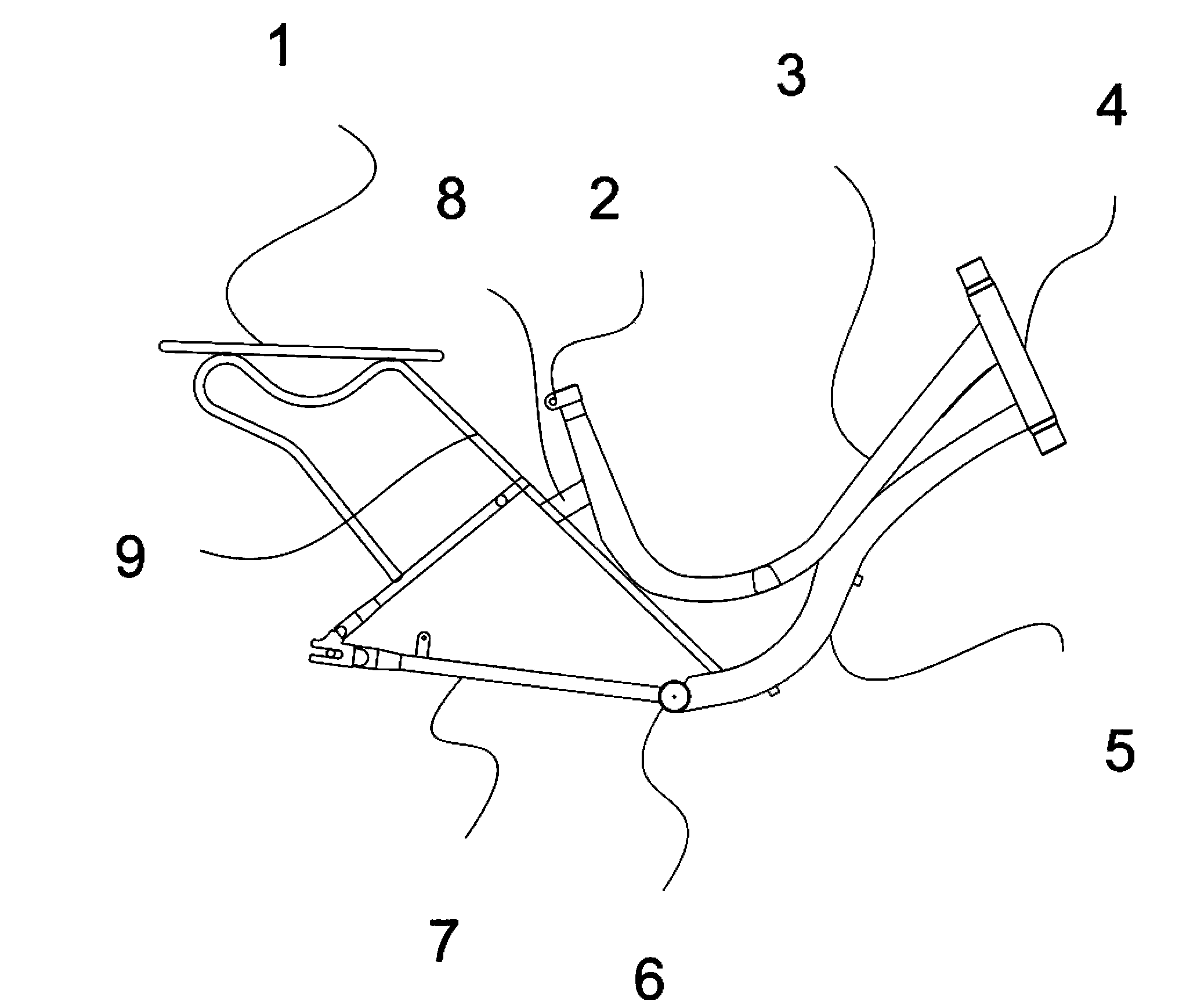 Bicycle frame with integrated bent upper beam