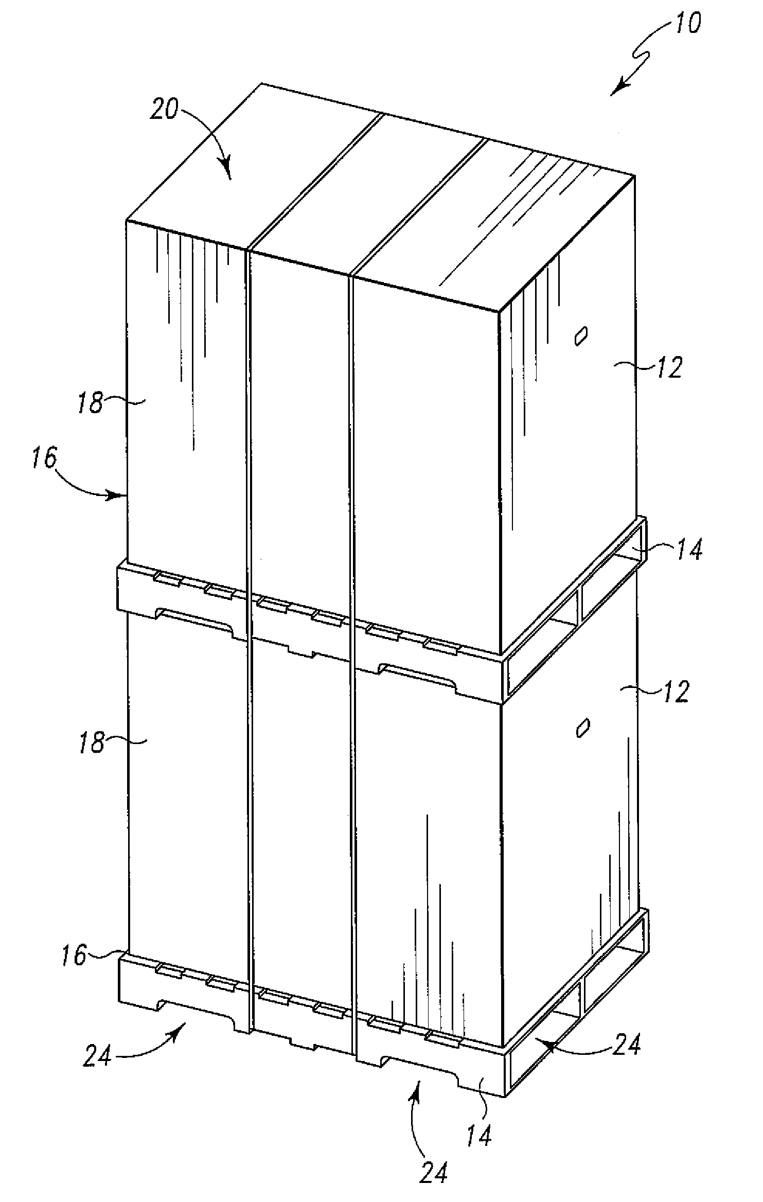 Double stacked pallet system for rolled sheet goods