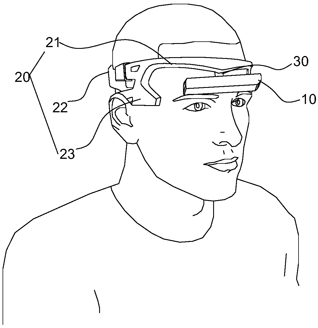 Head-wearing type two-eye displaying device