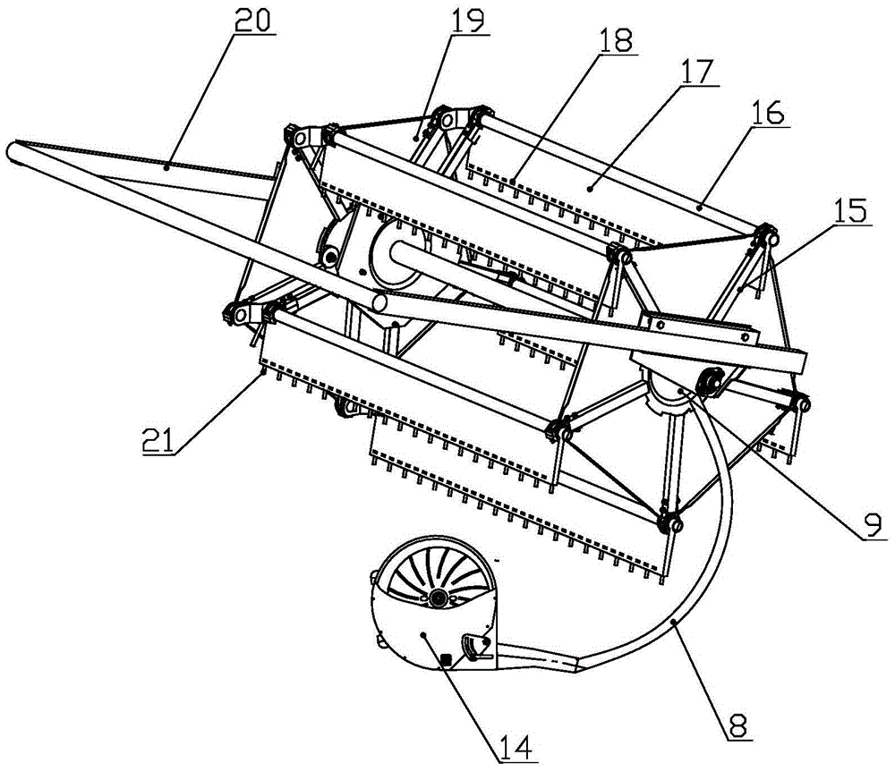 Pneumatic assisted header device for plot grain combine harvester