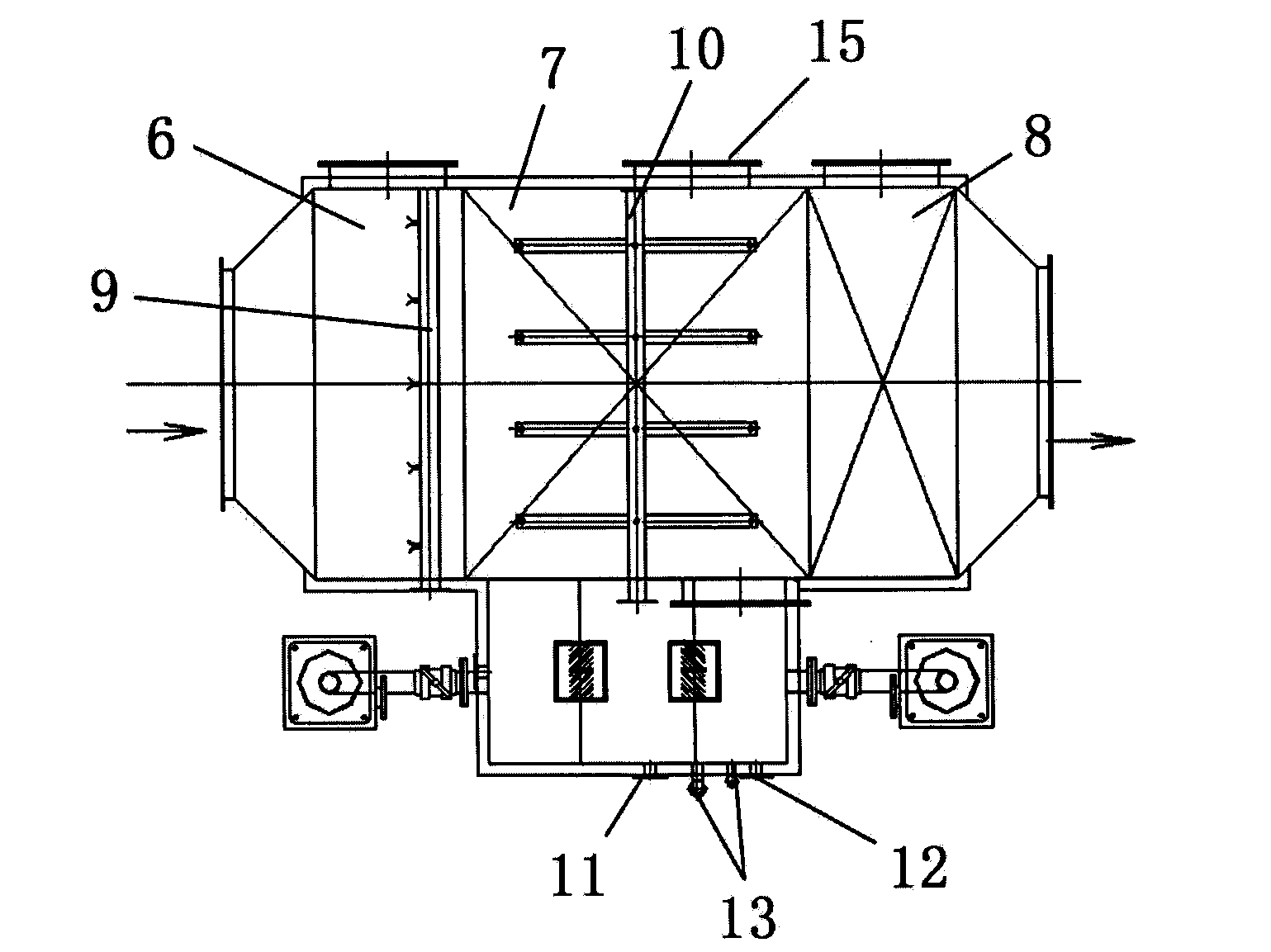 Crossflow type waste gas purifying tower