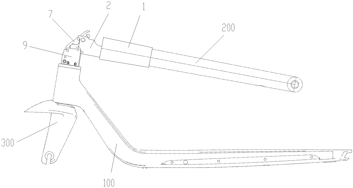 Telescopic folding connection structure and scooter with same