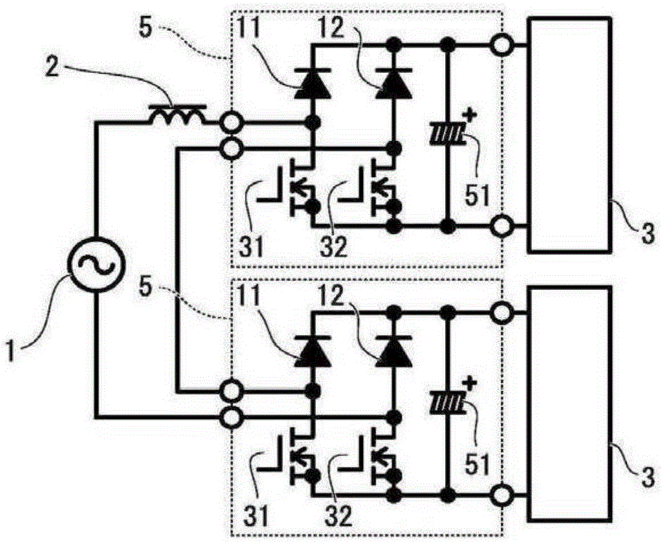 Power factor improving converter and power supply device including power factor improving converter