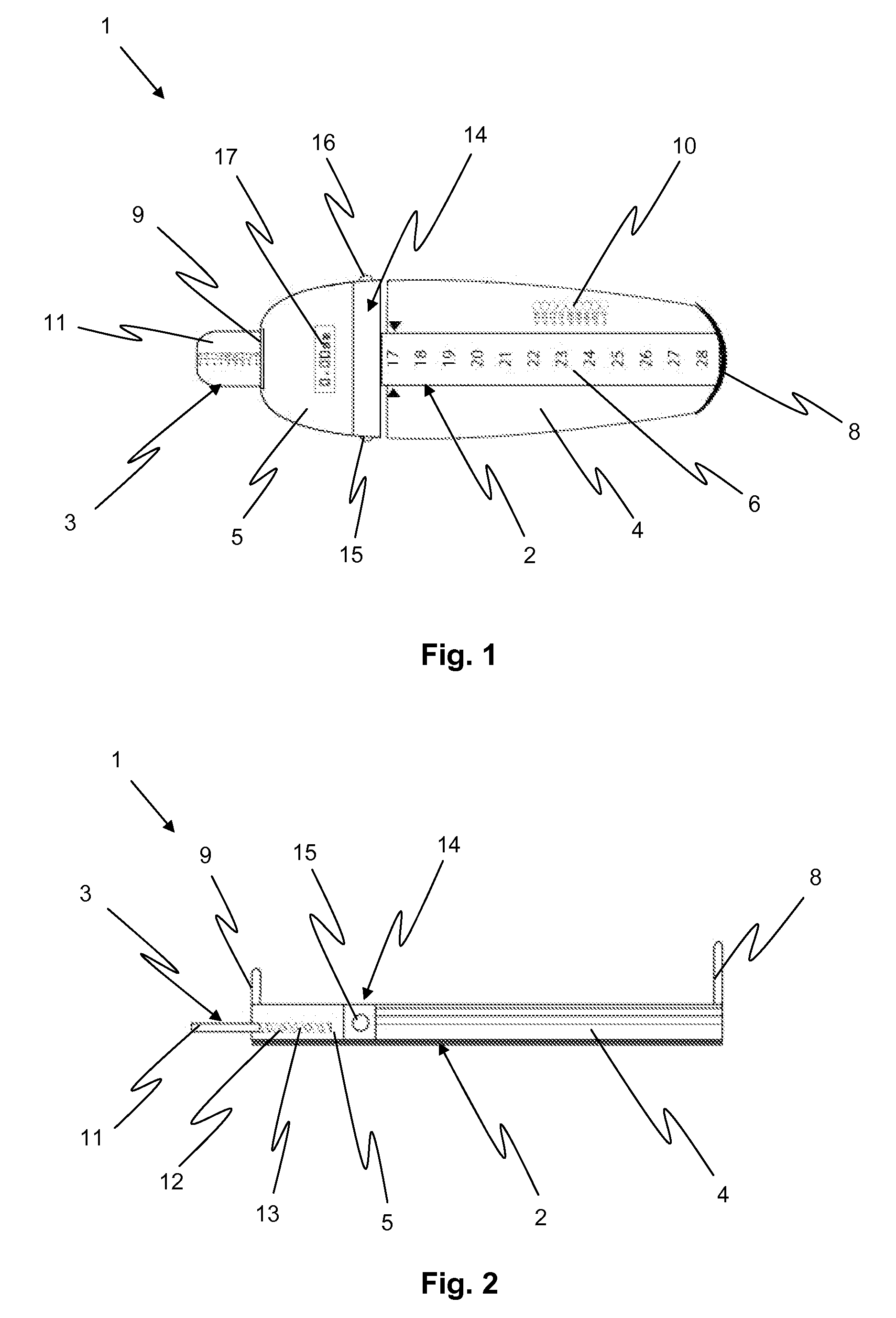 Shoe with a width measuring device measuring means
