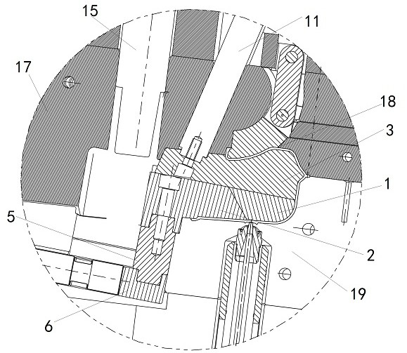 Split type sliding block structure under stroke limit