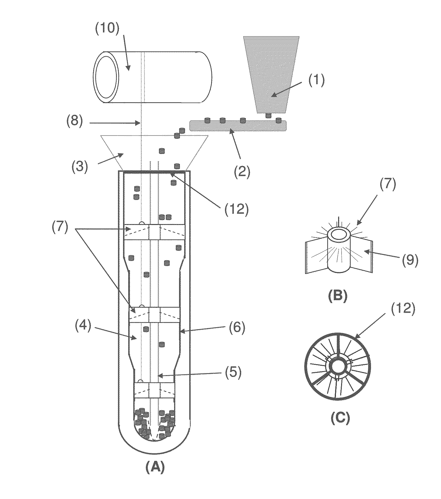 System for dense loading of catalyst into bayonet tubes for a steam reforming exchanger-reactor using flexible and removable slowing elements