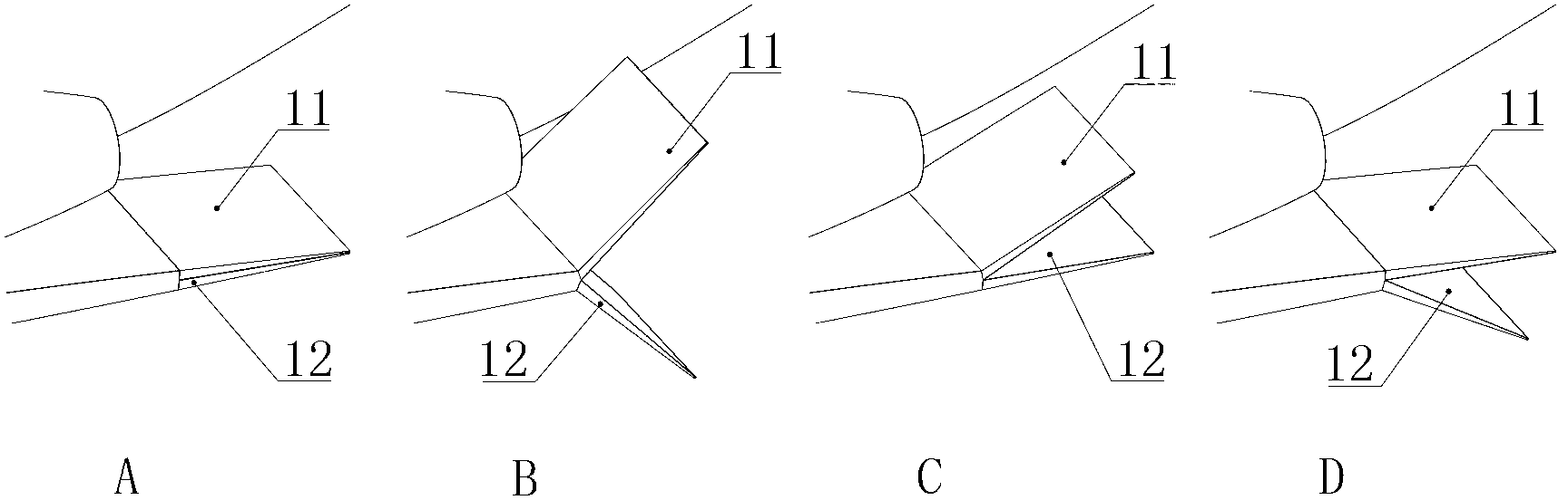 Corporate aircraft engine upper placement and front swept wing duck type layout