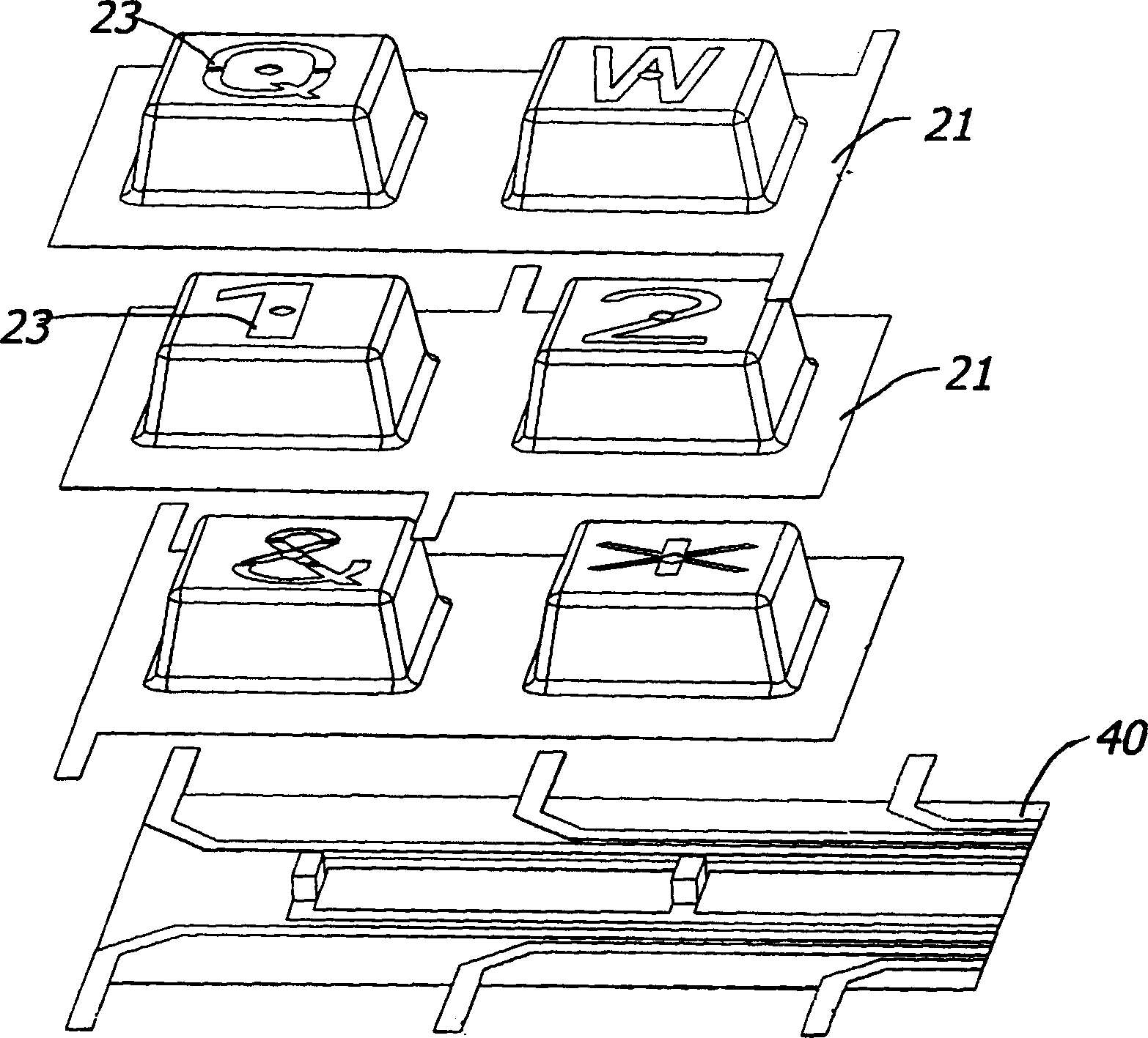 Keyboard structure with changeable typeface of key button