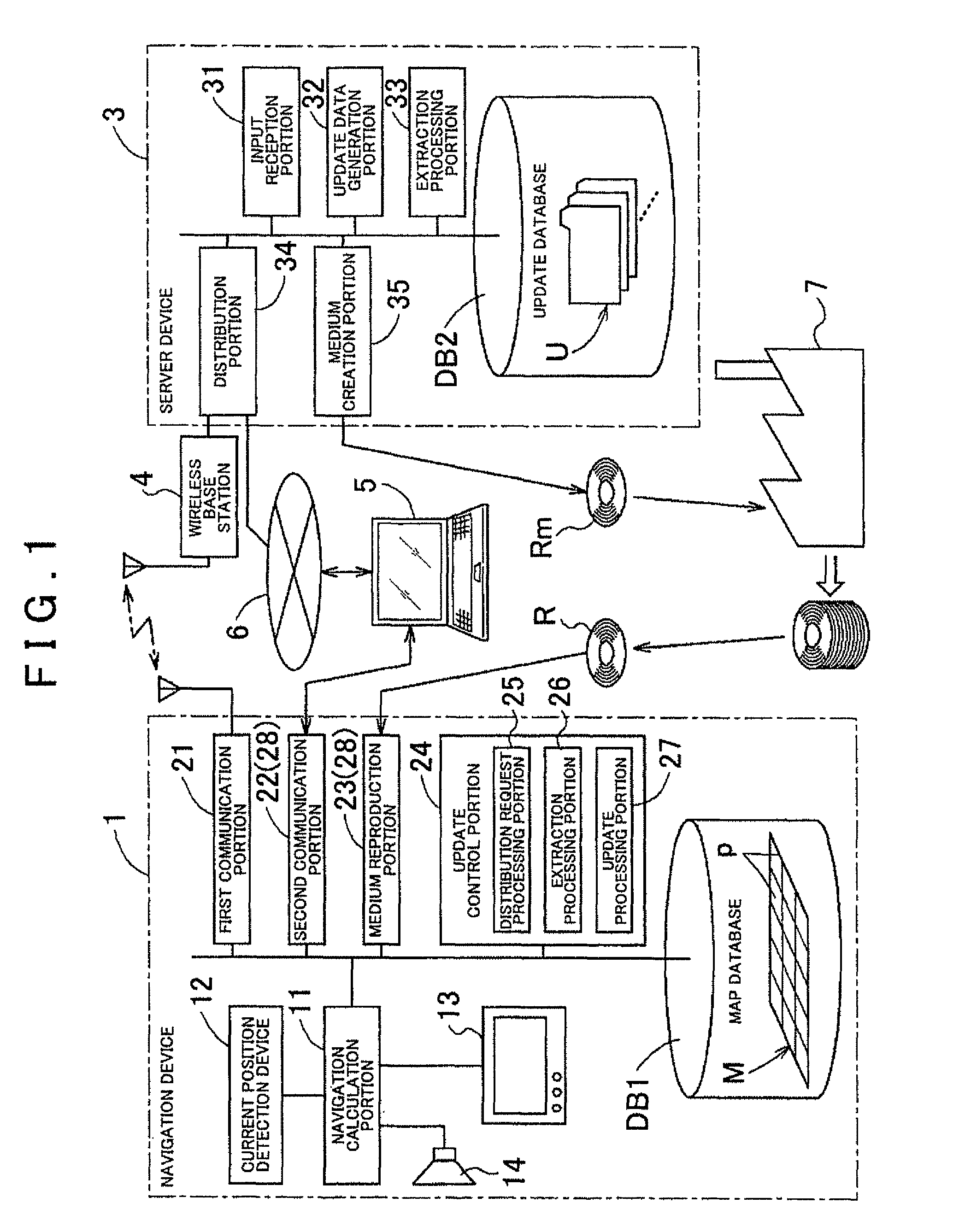 Navigation device and map data updating method thereof