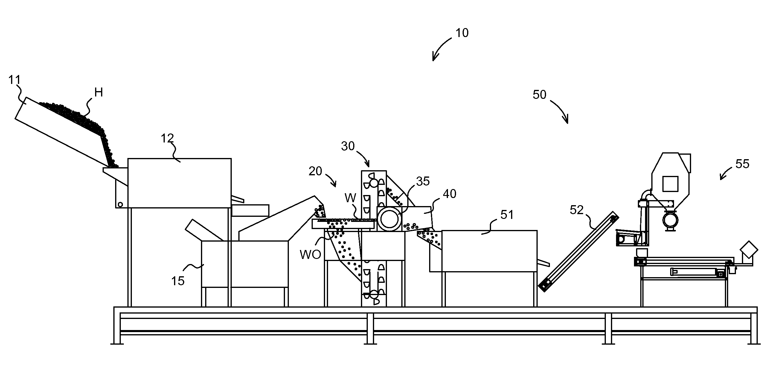 System, device and method for processing harvested walnuts